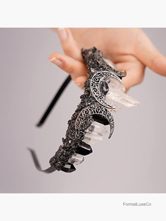 Raw Crystal Quartz Crown Headband Tiara Moon Goddess Witch Halloween Headpiece